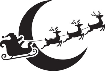 Santa in sleigh with reindeers, Christmas Santa sleigh Vector