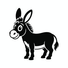 Vector illustration of a charming donkey stands cheerfully, showcasing its unique features and playful character