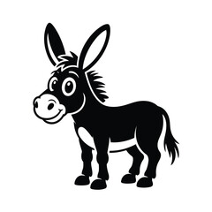 Vector illustration of a charming donkey cartoon character standing, a delightful farm animal design with a friendly expression