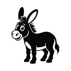 Vector illustration of a cheerful donkey standing with a friendly expression on a white background
