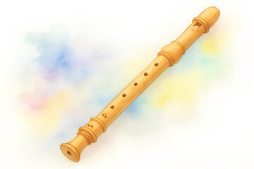 recorder, instrument, flute, watercolor, painting, drawing, art, instrument, flautist, recorder player,  woodwind
