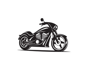 Fototapeta premium Silhouette of black motorcycle side view illustration on white background design