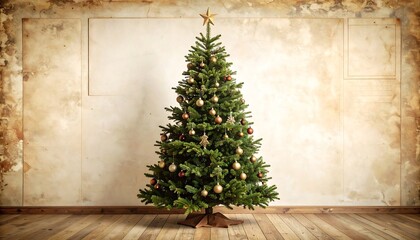 Christmas tree in a vintage room