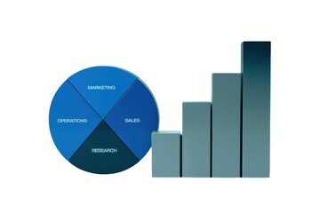 Business growth and strategy pie chart with bar graph