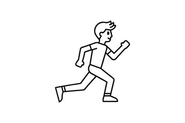 Running Man Line Art Silhouette Illustration