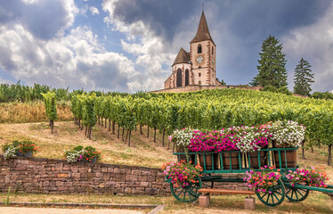 church in the vineyard in Alsace