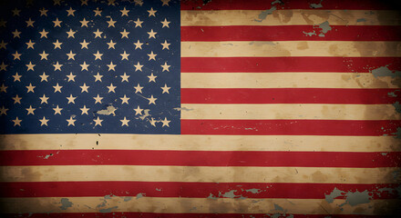 Distressed American Flag Background: Patriotism, Vintage Texture, Grunge Style