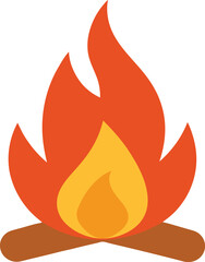 campfire with flames vector illustration on transparent background