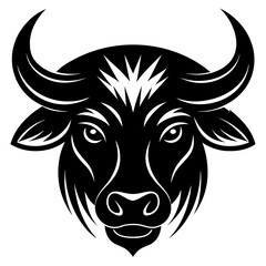 Buffalo Head Tribal Vector Illustration on White