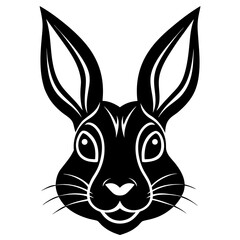 Fototapeta premium Tattoo Style Rabbit Face Vector with Detailed Line Art