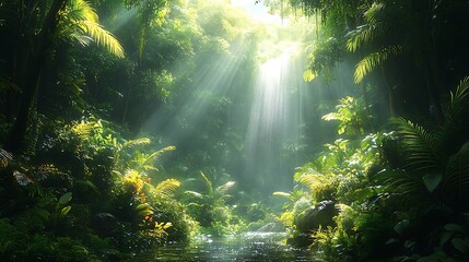 Lush tropical forest interior