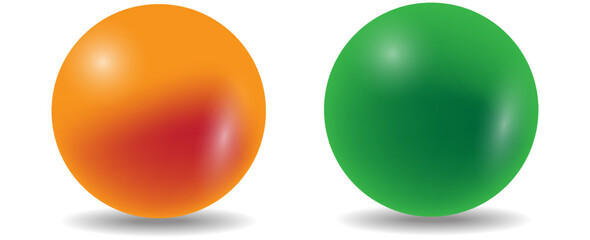 orange and green circle with realistic 3D vector illustration on white background. eps 10