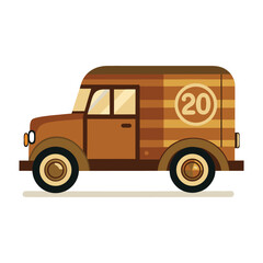Vintage 1920s Delivery Van with Wooden Paneling – Classic Antique Vehicle Illustration in Retro Style, Perfect for Automotive History, Transportation Ads, and Nostalgic Design Projects