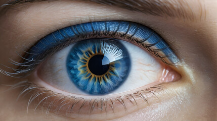 Close-Up of Human Eye with Blue Iris