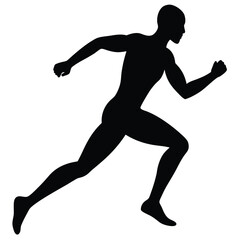 Athletic male runner silhouette in motion running
