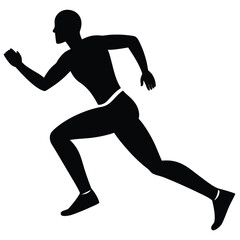 Athletic man running fast motion silhouette runner sport