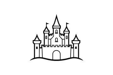 Fairytale Castle Line Art Silhouette Illustration