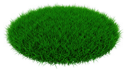 A perfect round green grass patch isolated on transparent background for nature and garden design