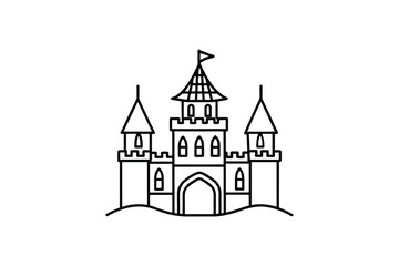 Fairytale Castle Line Art Silhouette Illustration