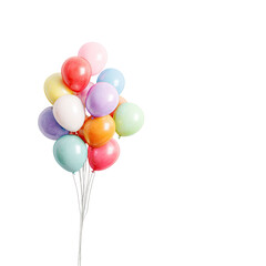Colorful balloons clustered on a stick against a black background