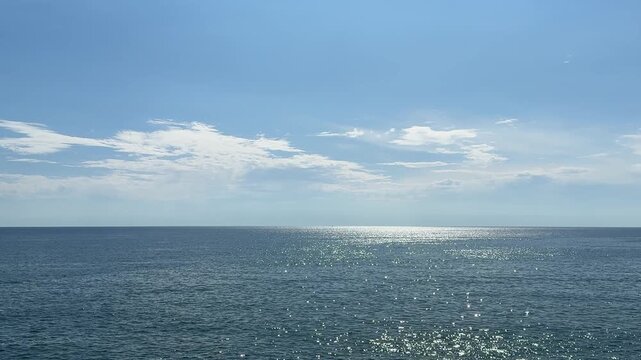 Glittering blue sea and beautiful sky clouds.