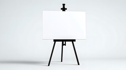 Intriguing Minimalist Black Silhouette of a Modern Whiteboard on a Tripod Easel with a Pristine White Background