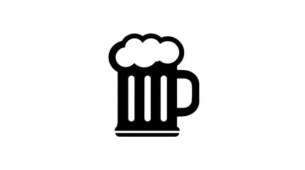 Elegant minimalist beer mug glyph icon with a refined silhouette and clean white background, crafted for a modern and professional drinks brand visual.