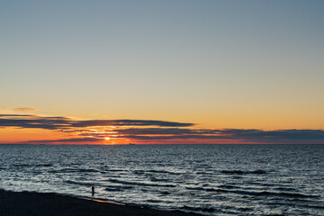 Sunset over Gdansk Bay in Poland