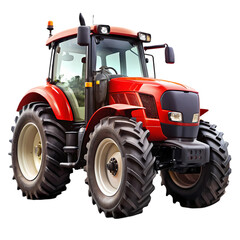 Obraz premium Powerful Red Tractor on White Background
