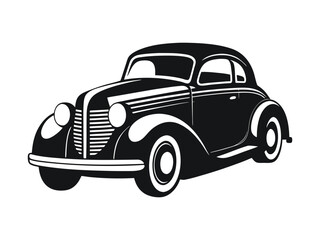 Fototapeta premium Elegant 1930s Vintage Coupe Car with Chrome Headlights – Classic Retro Vehicle Illustration in Clean Style, Perfect for Automotive Posters, Merchandise, and Collector Designs