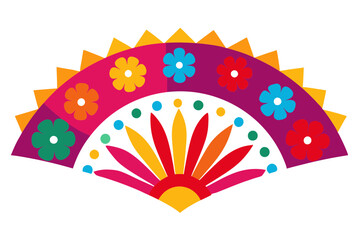 Festive Mexican Papel Picado Fan Vector for Cultural Events