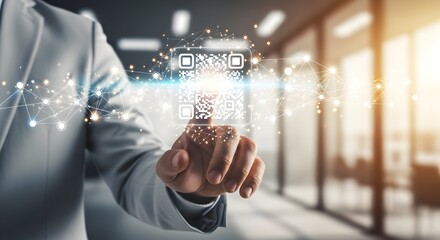 Qr code scanning technology business solution digital payment mobile marketing and data transfer concept