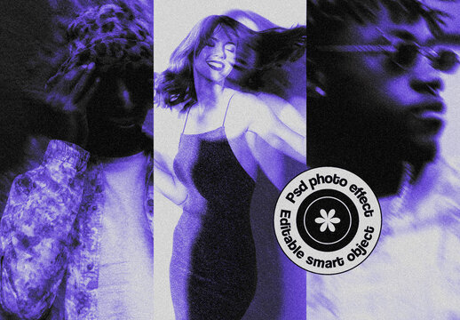 Duotone Collage Photo Effect with Grain Texture