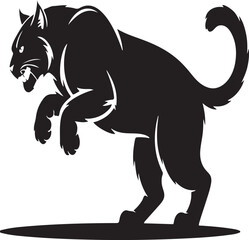 A cartoon vector illustration featuring black panther, cat, and wolf animal silhouettes, capturing the wild essence of these mammals