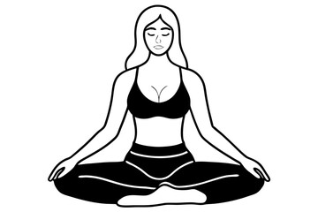 Mindful Woman in Meditation Pose Clean Line Art Design