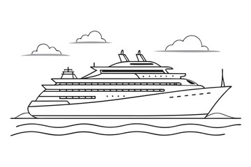 Obraz premium Ocean Cruise Ship Line Art for Travel and Tourism Theme