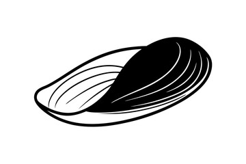 Shellfish Mussel Illustration in Minimal Line Art Format