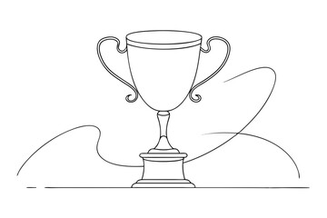 Clean Vector Line Art of Trophy Cup for Sports and Competition Design