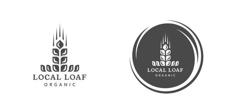 Wheat logo vintage isolated on white background. Label template for farm with wheat. Round emblem with ears silhouette. Vector Illustration