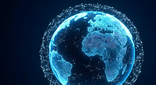 Global network connection technology digital earth world business communication concept design