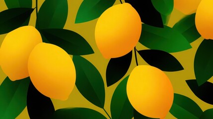 A close up of a bunch of lemons with green leaves