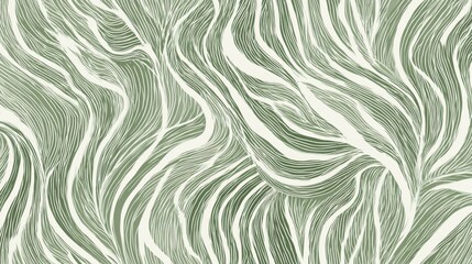 Green wavy lines intertwining, generating organic abstract pattern, suggesting natural texture and fluid design potential for graphic projects