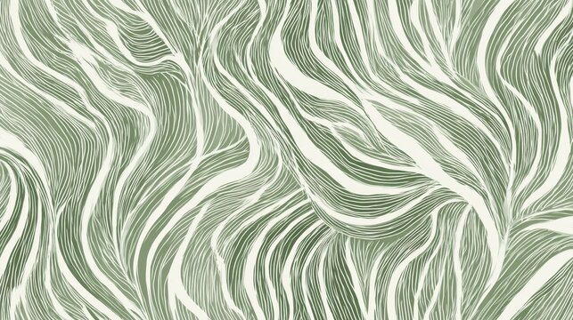 Green wavy lines intertwining, generating organic abstract pattern, suggesting natural texture and fluid design potential for graphic projects