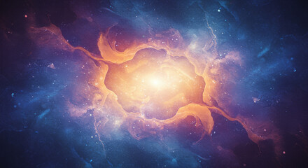 Cosmic nebula glowing in vibrant colors with stars and space background  