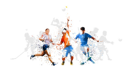 Sports, group of team and individual sports athletes. Set of active people. Men and women