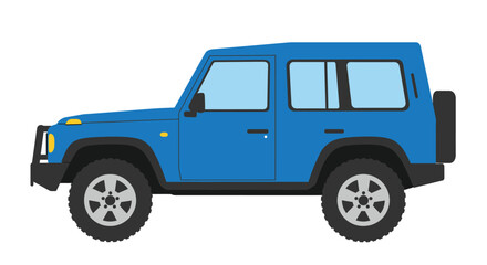 Blue Off Road Vehicle Illustration with Spare Tire on Back