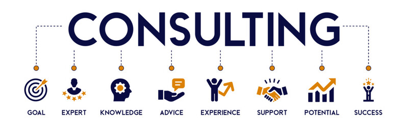 Consulting website icons vector concept illustrated with an icons of goal, expert, knowledge, advice, experience, support, potential, success, support, solution, expertise, strategy, specialist, help