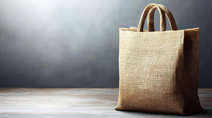 Natural canvas tote bag on wooden surface, simple and eco-friendly