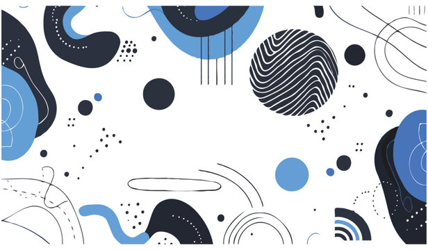 Abstract Composition with Geometric and Organic Shapes A Modern Minimalist Design with Blue and Black Elements Playful and Eye Catching Great for Backgrounds
