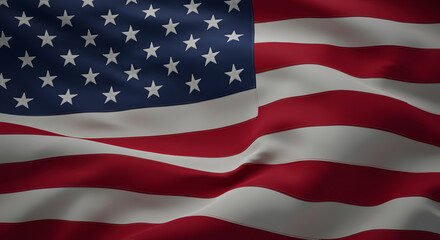 Obraz premium American Flag: Dramatic Close-Up, Patriotic, Waving Fabric Texture, High-Resolution Image.